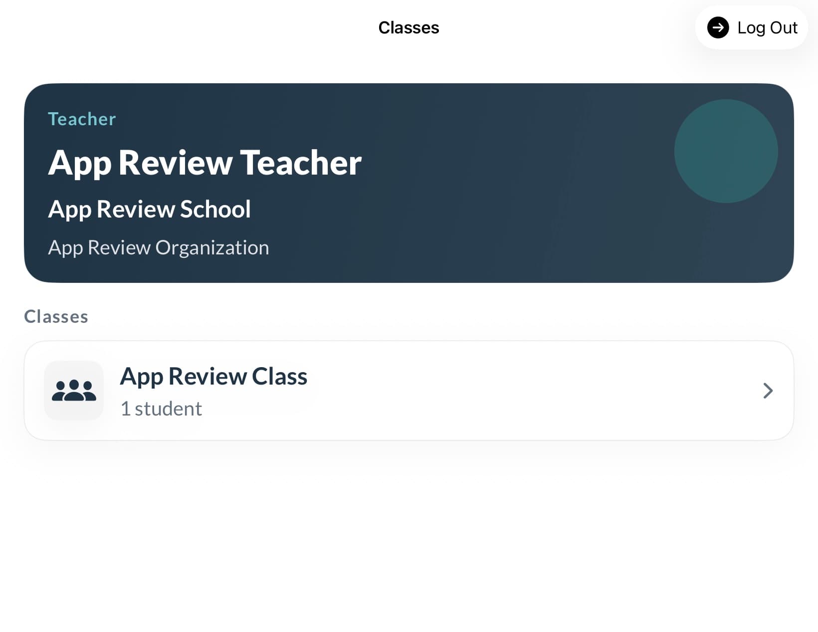 Classes view placeholder