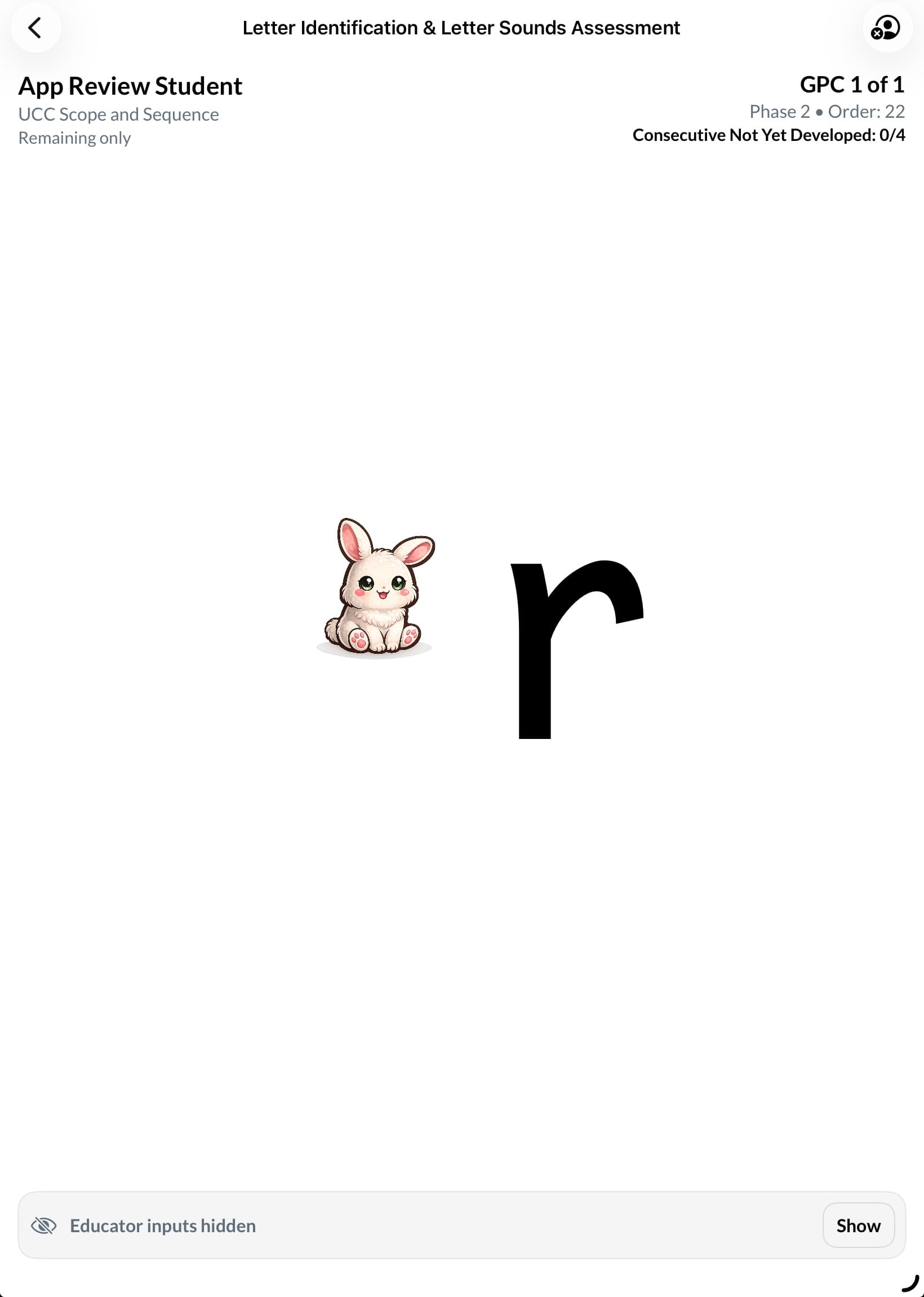 Letter identification placeholder